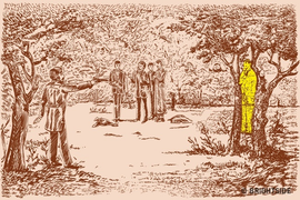 Đáp án 'câu đố tìm người vệ sĩ đang ấn nấp trong bức tranh'